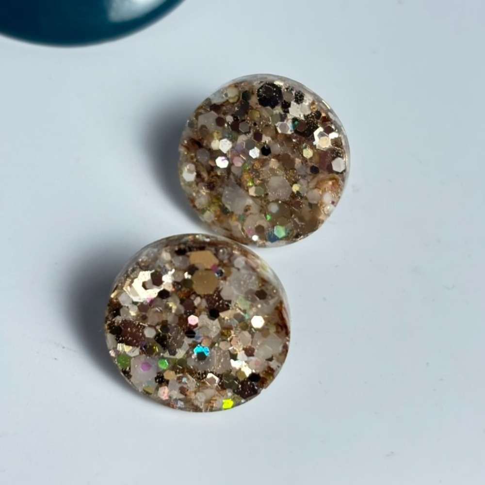 Earring Lot Vintage Blue Sparkly Doorknocker Costume Jewelry Acrylic Resin Party - Picture 4 of 8